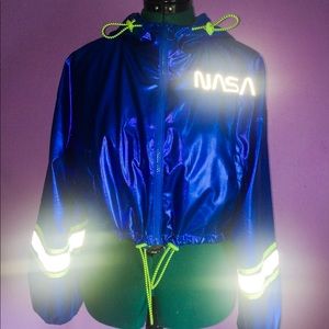 NASA reflective blue windbreaker